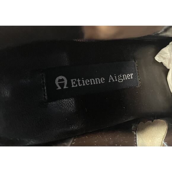 Etienne Aigner Saddle Leather Ankle Boots Square Toe Brown Women's Size 7 1/2. - Picture 12 of 12